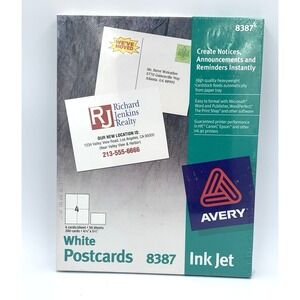 Avery 8387 Matte White Heavyweight Postcard Paper 5.5" x 4.25" 200 Card Count